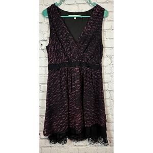 Rachel‎ Roy Lace Dress V-Neck Sleeveless Black Purple Size 10